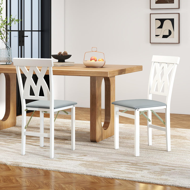 Giantex Folding Dining Chairs Set with PVC Leather for Home Small Space