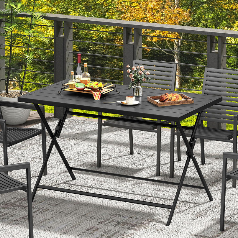 Table à manger d'extérieur pliante Giantex pour 4-6 personnes (122 x 76 cm)