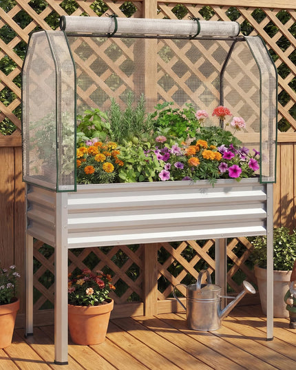 Giantex 44x22x60 Raised Garden Bed with Legs & Greenhouse Cover (1/2)