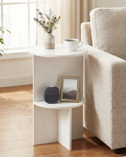 Giantex Round End Tables with Storage Shelf | Modern Night Stands for Small Space