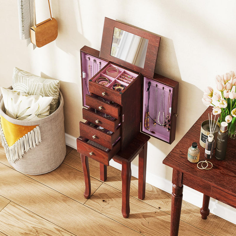 Giantex Standing Jewelry Armoire Cabinet with 4 Drawers