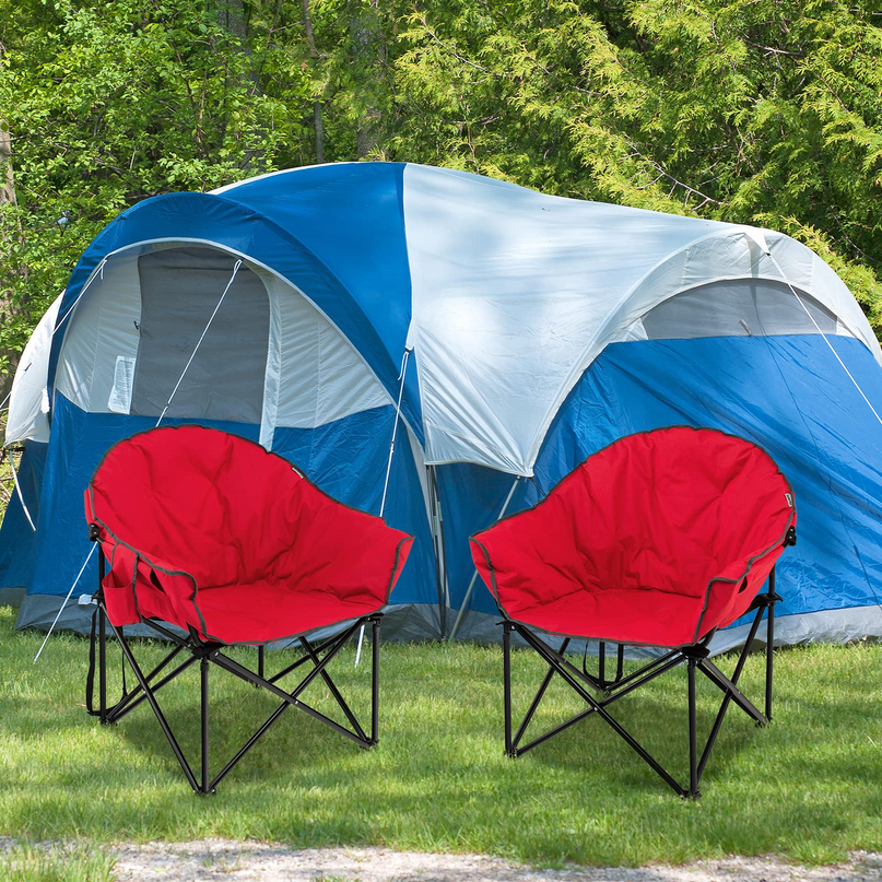Giantex Portable Camping Chair, Lawn Chair, Outdoor Folding Chair with Cup Holder, Soft Seat