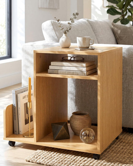 Giantex Rolling End Table with Storage 3-Tier Mobile Sofa Couch Side Table(1/2)