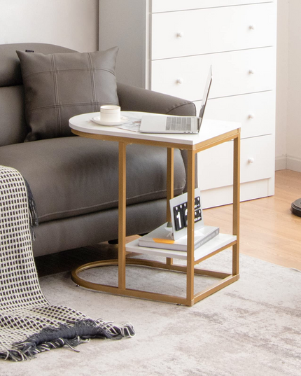 Giantex Side Table, 2-Tier C-Shaped End Table