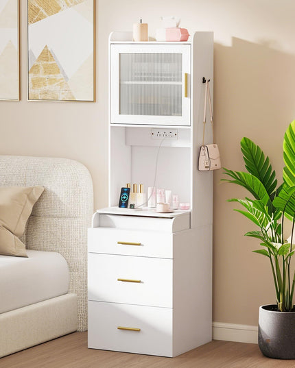 Coiffeuse 3-en-1 CHARMAID avec miroir rabattable