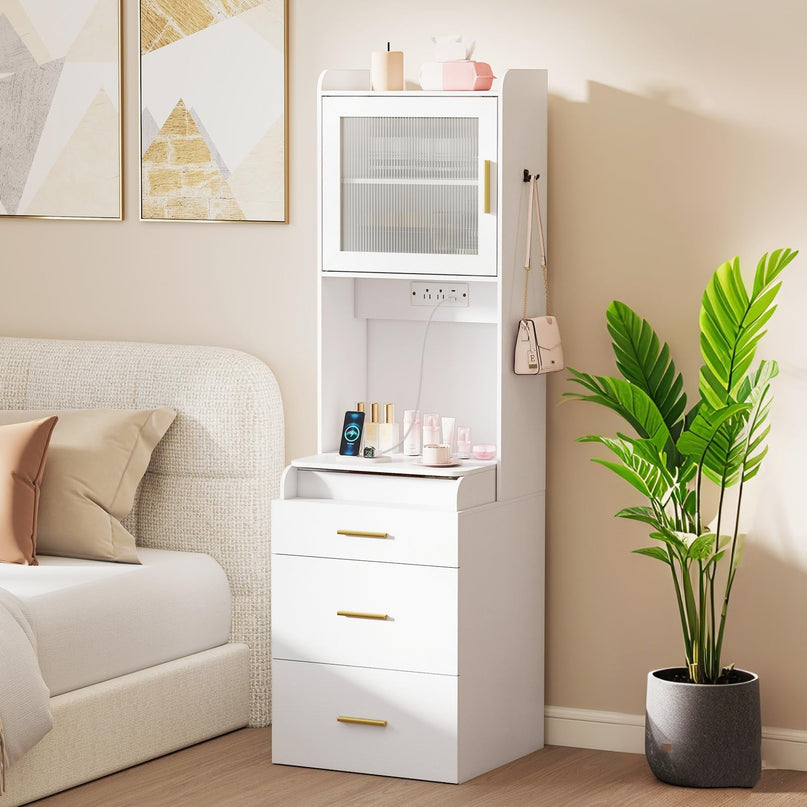 Coiffeuse 3-en-1 CHARMAID avec miroir rabattable