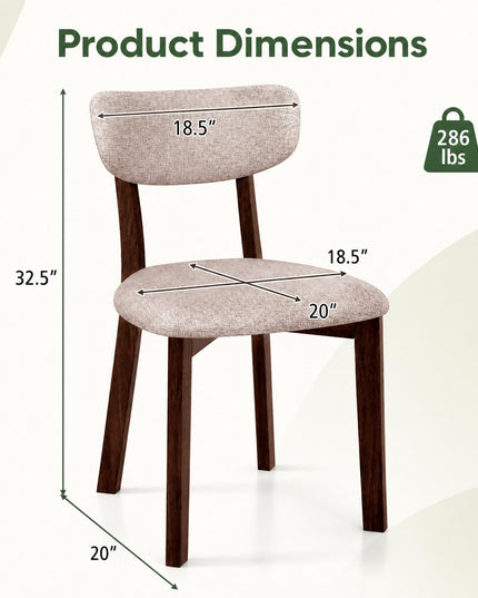 GIANTEX Wood Dining Chairs Set of 4 with Curved Padded Backrest