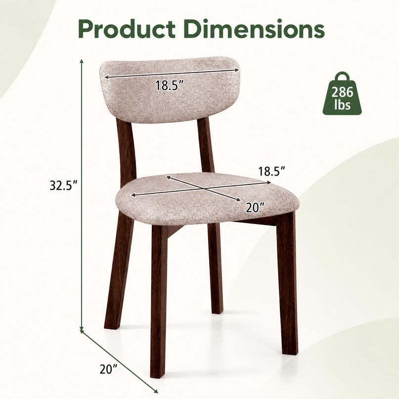 GIANTEX Wood Dining Chairs Set of 4 with Curved Padded Backrest