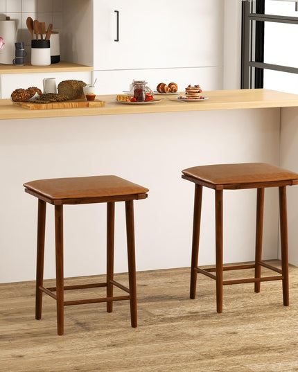 Giantex Bar Stools Set of 4, Wooden Backless Barstools for Kitchen Island