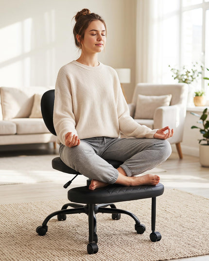 Giantex Ergonomic Criss Cross Meditation Chair with Wheels