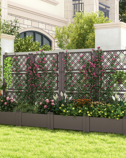 Giantex Raised Garden Bed with Trellis 59”, Self-Watering Planter Box with Water Level Indicator & Removable Space Dividers