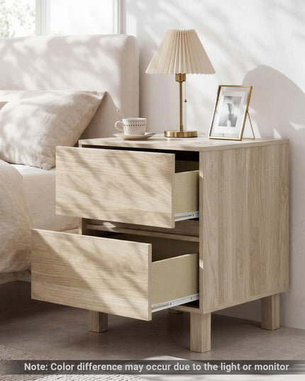 Giantex Wood Night Stand w/2 Storage Drawers & Anti-Tipping Device (1/2)