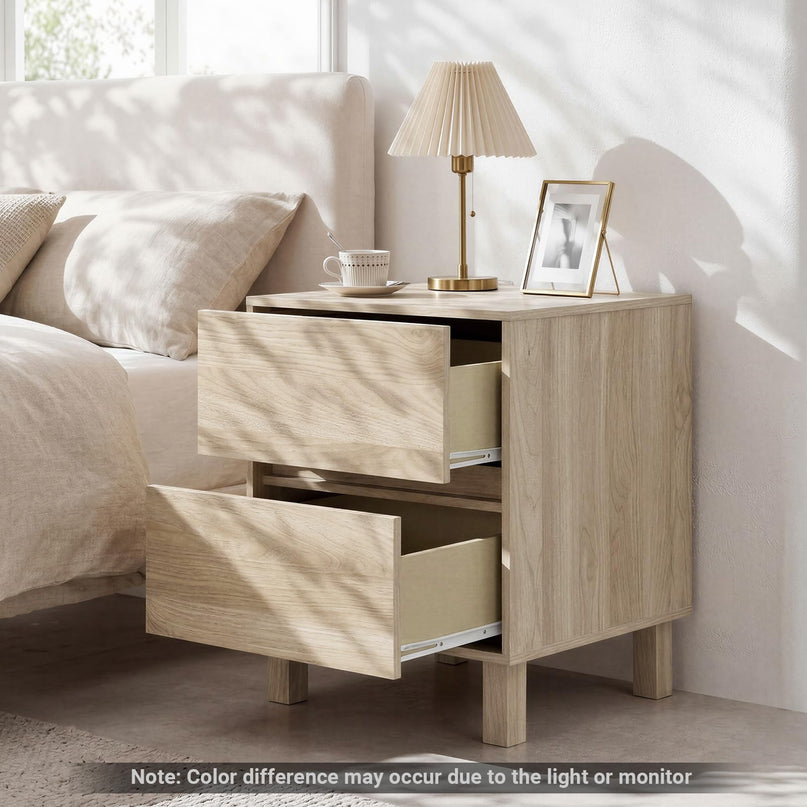 Giantex Wood Night Stand w/2 Storage Drawers & Anti-Tipping Device (1/2)