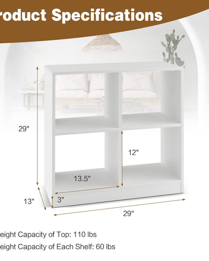 Giantex 4-Cube Bookcase - 2-Tier Bookshelf Open Back