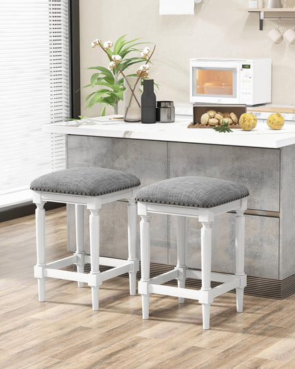 Giantex Bar Stools Set of 2, 3-Height Adjustable 19"/27"/31" Wood Barstools with Padded Seat