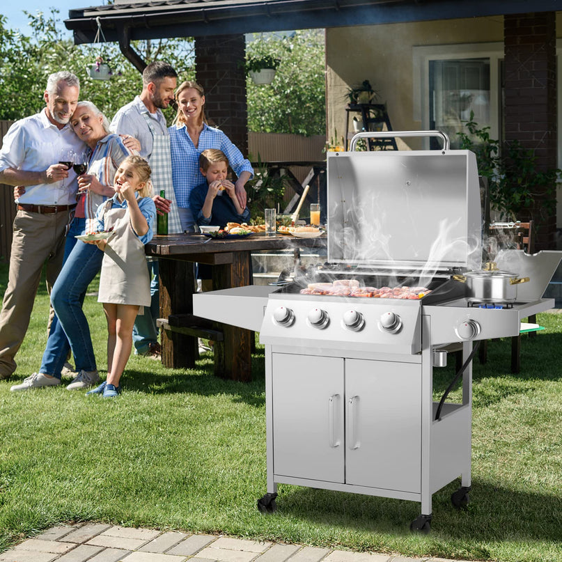 Giantex 4-Burner Propane Gas Grill with Side Burner