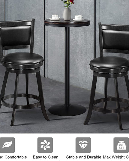Giantex Accent Wooden Swivel Back Counter Height Bar Stool, Fabric Upholstered Design