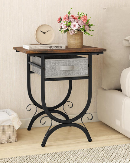 Giantex 21 Inch Tall End Table with Carved Metal Frame