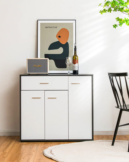 Giantex Buffet Cabinet with Storage, 3 Door Kitchen Cupboard with Large Drawer, Adjustable Shelf