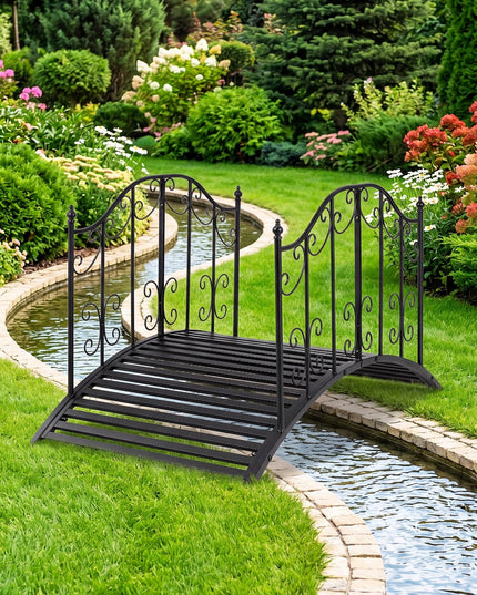 Giantex 4 FT Metal Garden Bridge | 330 lbs Capacity Outdoor Landscape Bridges