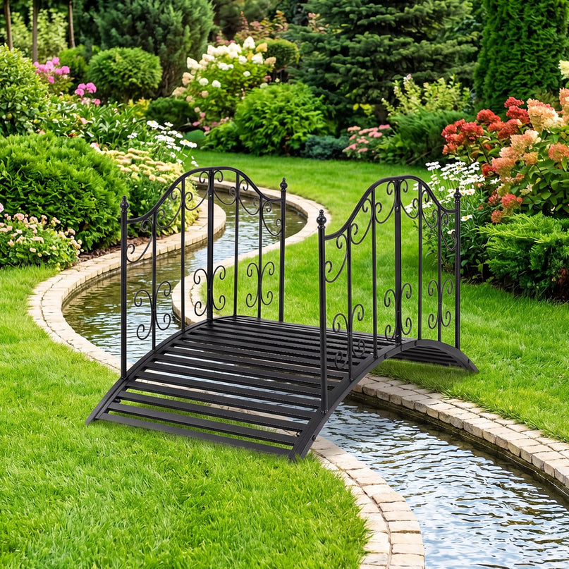 Giantex 4 FT Metal Garden Bridge | 330 lbs Capacity Outdoor Landscape Bridges