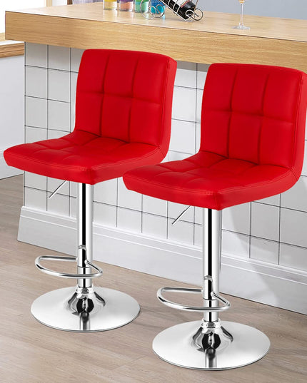 Giantex Bar Stool, Modern Swivel Adjustable Armless Barstools, Square Counter Height PU Leather Bar Stools