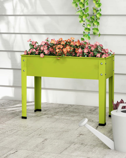 Giantex Raised Garden Bed, Metal Planter Box with Legs, Drain Hole, Outdoor Indoor Elevated Garden Box