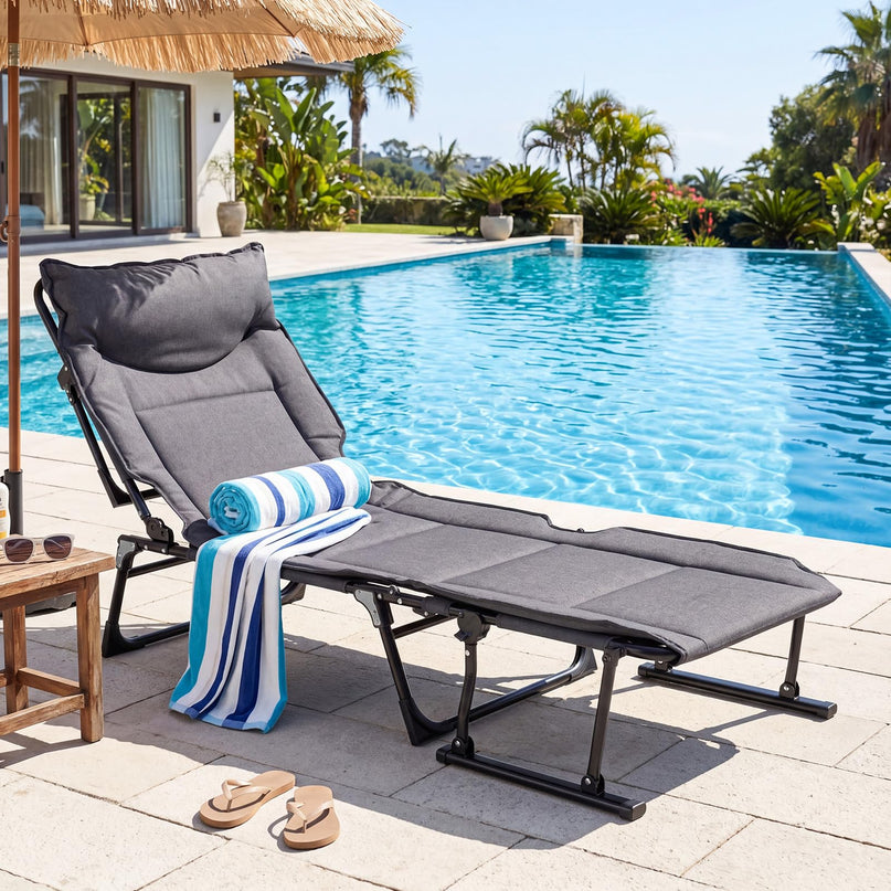 Chaise longue pliante de patio Giantex avec 6 positions de dossier