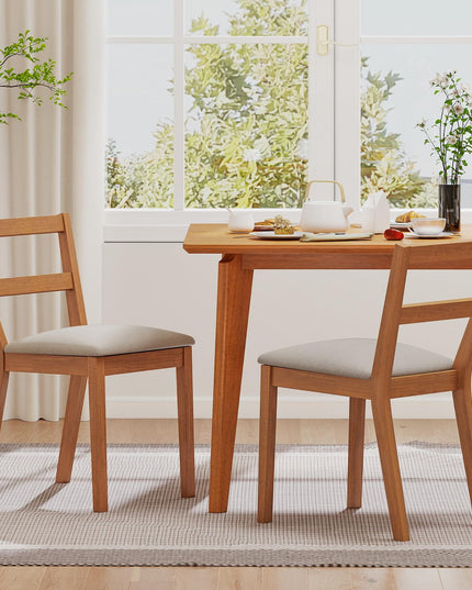 Giantex Wooden Dining Chairs Set of 2/4 with Rubber Wood Legs & Fabric Padded Seat