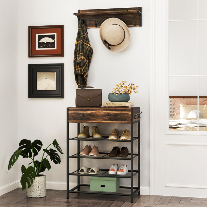 Giantex Coat Rack Shoe Stand Set