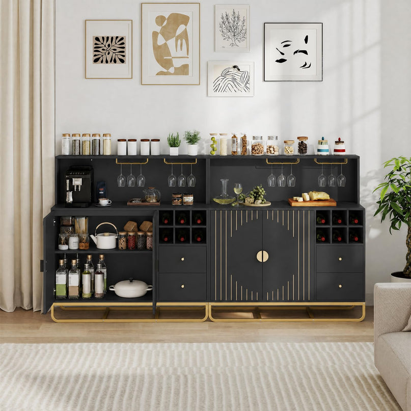 GIANTEX Home Bar Cabinet w/Wine Rack