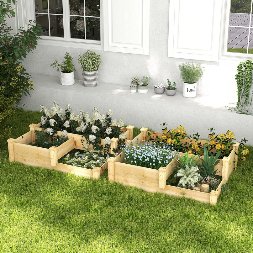 Giantex Raised Garden Bed, Wood Planter Box for Vegetables Flowers Fruit Herb, Easy Assembly (42.5" Lx34.5 Wx14.5 H)
