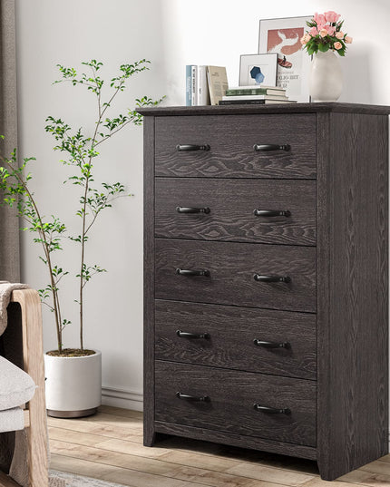 Giantex 5 Drawer Dresser Chest of Drawers - Vertical Dresser with 5 Pull-Out Drawers for Bedroom, Living Room, Entryway