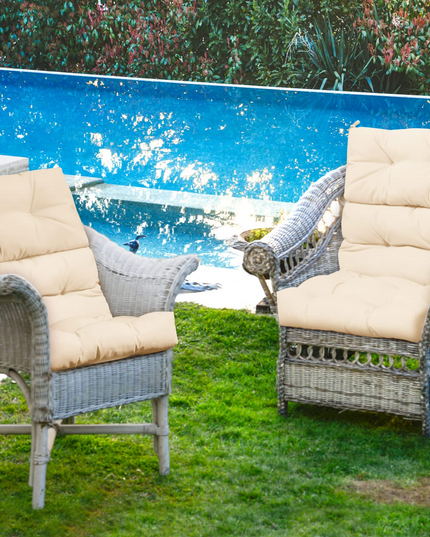 4.5 Inch Thick Outdoor High Back Chair Pads | Tufted Patio Cushion