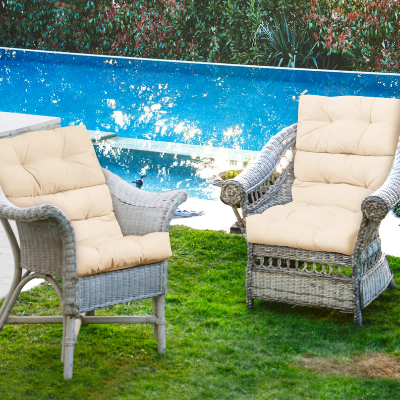 4.5 Inch Thick Outdoor High Back Chair Pads | Tufted Patio Cushion