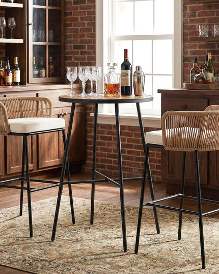 Table de bar de patio Giantex 41 pouces en bois d'acacia avec cadre en métal robuste
