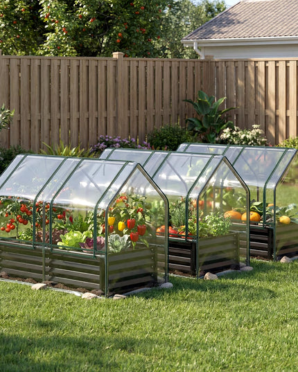 Giantex 4x2x3 FT Galvanized Raised Garden Bed with Greenhouse Cover