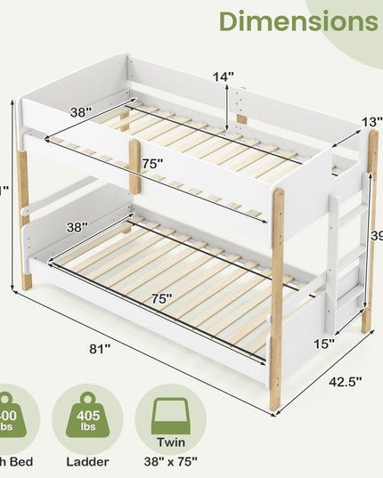 Giantex Twin Over Twin Bunk Bed with Ladder