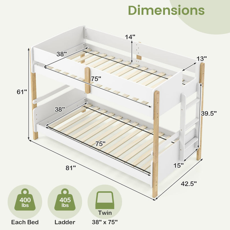 Giantex Twin Over Twin Bunk Bed with Ladder