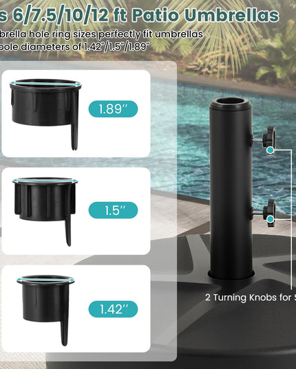 Giantex  88 lbs Fillable Umbrella Stand with 2 Adjustable Knobs & 3 Adapters