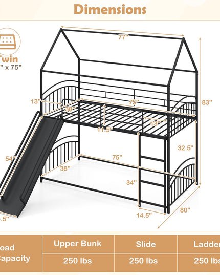 Giantex Twin Over Twin Bunk Bed with Slide & Ladder