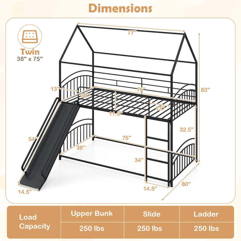Giantex Twin Over Twin Bunk Bed with Slide & Ladder