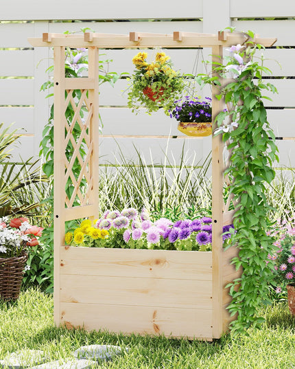 Giantex Raised Garden Bed with Sided Trellis & Hanging Roof ( 31”x16”x41” )