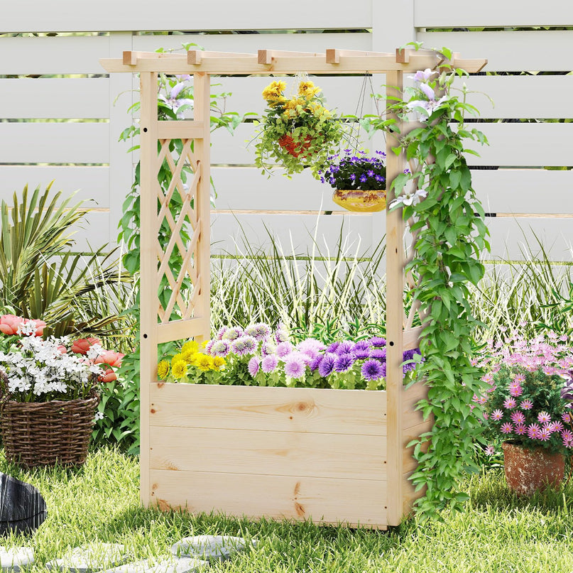 Giantex Raised Garden Bed with Sided Trellis & Hanging Roof ( 31”x16”x41” )