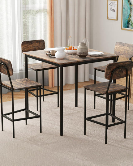 Giantex 5-Piece Dining Table Set W/Counter Height Table & 4 Bar Stools