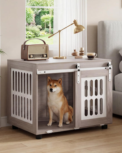 GIANTEX 80cm Dog Crate Furniture with Barn Door for Small Medium Dogs