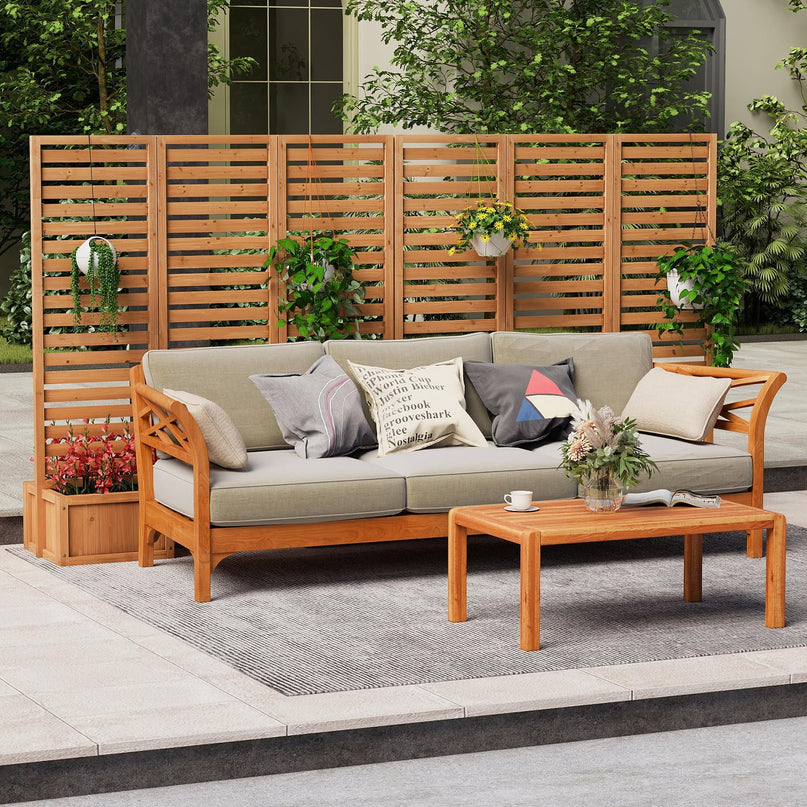 Giantex Outdoor Privacy Screen with Planter Box
