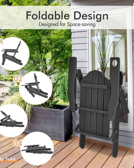 Adirondack Chair Outdoor Folding Chairs, Weather Resistant Patio Chair with Built-in Cup