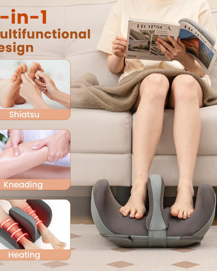Giantex Foot Massager, Calf Massager with Heat, 3 Massage Intensity, Vibration, Detachable Middle Sponge