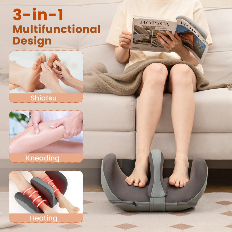 Giantex Foot Massager, Calf Massager with Heat, 3 Massage Intensity, Vibration, Detachable Middle Sponge